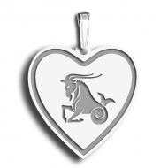 Capricorn Symbol Heart Charm or Pendant