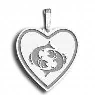 Pisces Symbol Heart Charm or Pendant