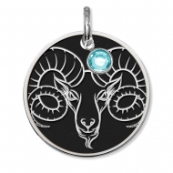 Aries Symbol Round Charm or Pendant