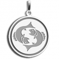 Pisces Symbol Round Charm or Pendant