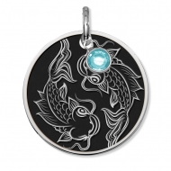 Pisces Symbol Round Charm or Pendant