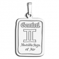 Gemini Symbol Rectangle Charm or Pendant