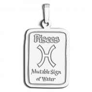 Pisces Symbol Rectangle Charm or Pendant