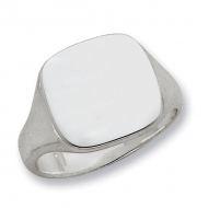 Sterling Silver Rounded Square Solid Back Signet Ring