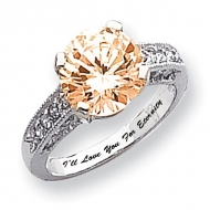 Sterling Silver Round Champagne Promise Ring