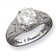 Sterling Silver Round Antique Cubic Zirconia Promise Ring