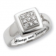 Sterling Silver Square Shaped w  Round Cubic Zirconia Promise Ring