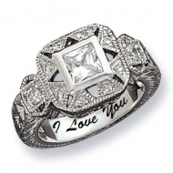 Sterling Silver Antique Style Cubic Zirconia Promise Ring