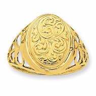 14k Yellow Gold Oval Half Cartouche Locket Ring