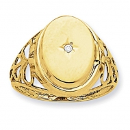 14k Yellow Gold Plain Diamond set Locket Ring