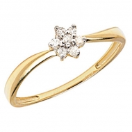 14K Gold Diamond Swirl Cluster Promise Ring