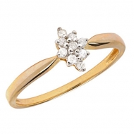 14K Gold Diamond Cluster Promise Ring