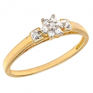 14K  Gold Diamond Cluster Promise Ring
