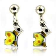 Sterling Silver Enamel   Scottish Terrier   Dangle Post Earrings