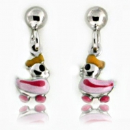 Sterling Silver Enamel   Rubber Ducky   Dangle Post Earrings