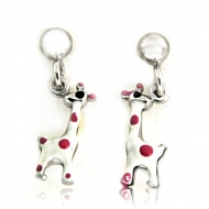 Sterling Silver Enamel   Giraffe   Dangle Post Earrings