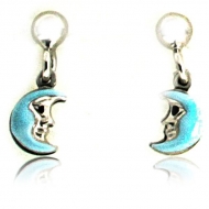 Sterling Silver Enamel   Blue Moon   Dangle Post Earrings