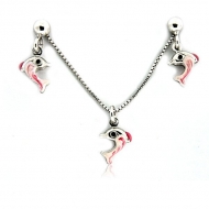 Sterling Silver  Dolphin  Necklace and Earrings with Enamel Set