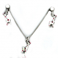 Sterling Silver   Giraffe   Necklace and Earrings with Enamel Set
