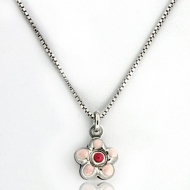 Sterling Silver   Flower   Necklace with Enamel
