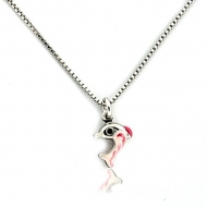 Sterling Silver Enamel   Dolphin   Necklace