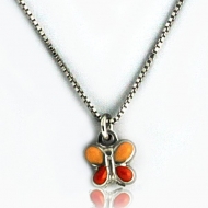 Sterling Silver Enamel   Butterfly   Necklace