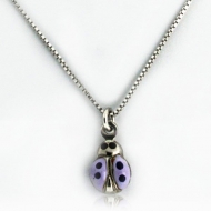 Sterling Silver   Purple Enamel Ladybug   Necklace