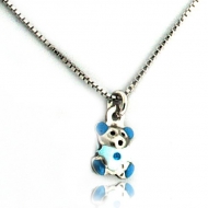 Sterling Silver   Enamel Blue Teddy Bear   Necklace