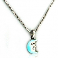 Sterling Silver  Enamel    Blue Moon   Necklace