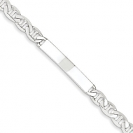 Sterling Silver Polished Engraveable Anchor Link ID Bracelet