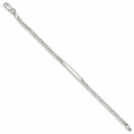 Sterling Silver Polished Diamond cut Engraveable Curb Link ID Bracelet