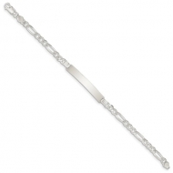Sterling Silver ID Figaro Link 7 Inch Bracelet