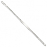 Sterling Silver Polished Engraveable Curb Link ID 7 Inch Bracelet