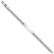 Sterling Silver Antiqued Curb Link ID Bracelet