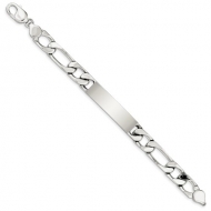 Sterling Silver Figaro Link ID Bracelet