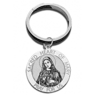 Sacred Heart Of Mary Religious Engravable Keychain
