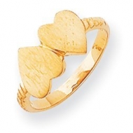 Solid Gold Double Heart Engravable Ring