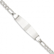 14k White Gold 8 inch Solid Polished Men s Figaro Link ID Bracelet