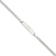 14k White Gold 8 inch Solid Polished Men s Curb Link ID Bracelet