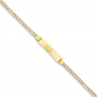 14k Yellow Gold Pave Figaro Link ID Bracelet