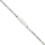 14k White Gold 7inch Solid Polished Figaro Link Woman s ID Bracelet