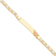 14k Tri color Diamond cut Woman s ID Bracelet