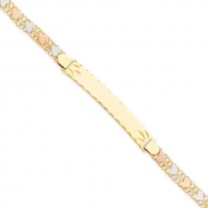 14k Tri color Diamond cut Woman s ID Bracelet