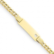 14k Yellow Gold Concave Curb Children s Heart ID Bracelet