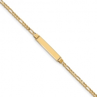 14k Yellow Gold 6  Figaro Link Child ID Bracelet