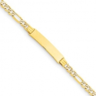 14k Yellow Gold 6  Pave Figaro Link Child ID Bracelet