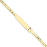 14k Two Tone Gold Baby ID Figaro w Cross Bracelet