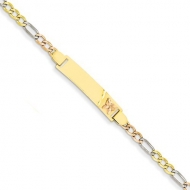 14k Tricolor Gold Butterfly Baby ID w Heart Bracelet