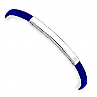 Sterling Silver Blue Woman s Rubber Bracelet