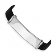 Sterling Silver Women s Wide Black Rubber ID Bracelet